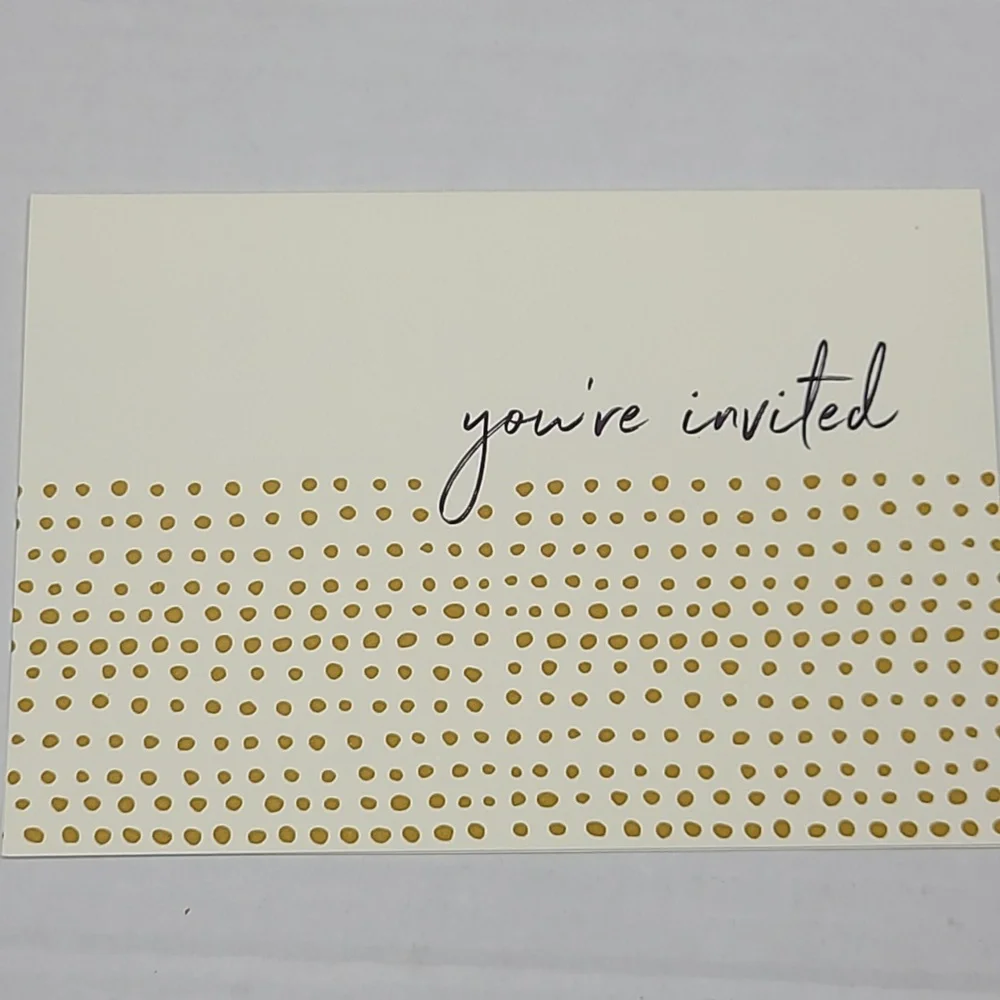 Set of 3 boxes blank invites, invitation cards, Ivory & Gold